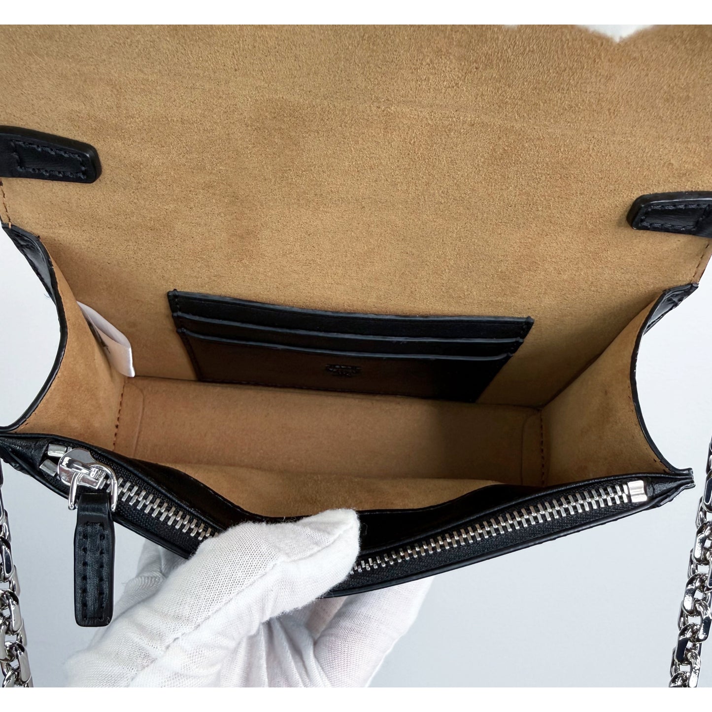 MCM Black Leather Chain Wallet Crossbody Bag