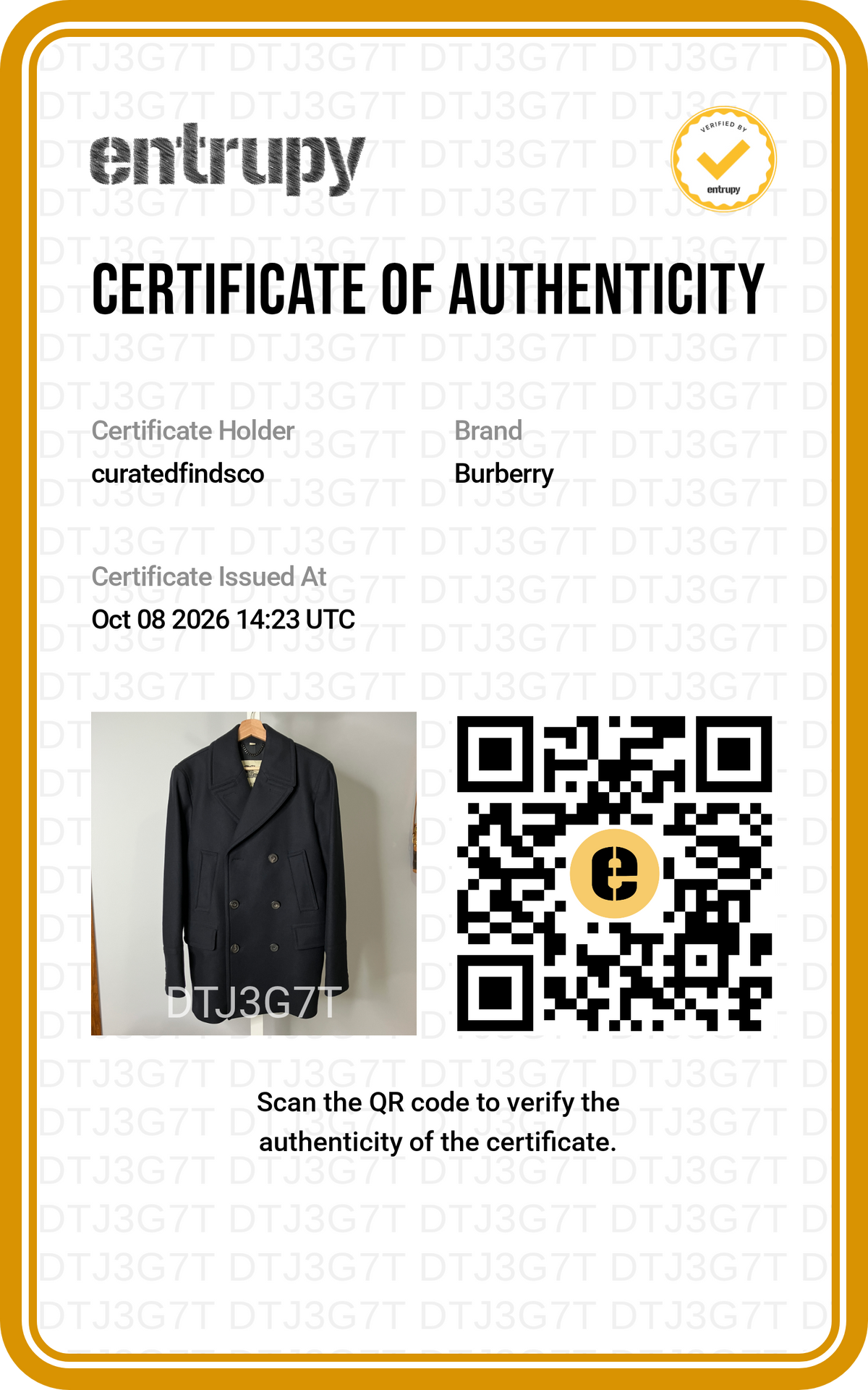 Burberry London Wool Double-Breasted Coat Black Size 50