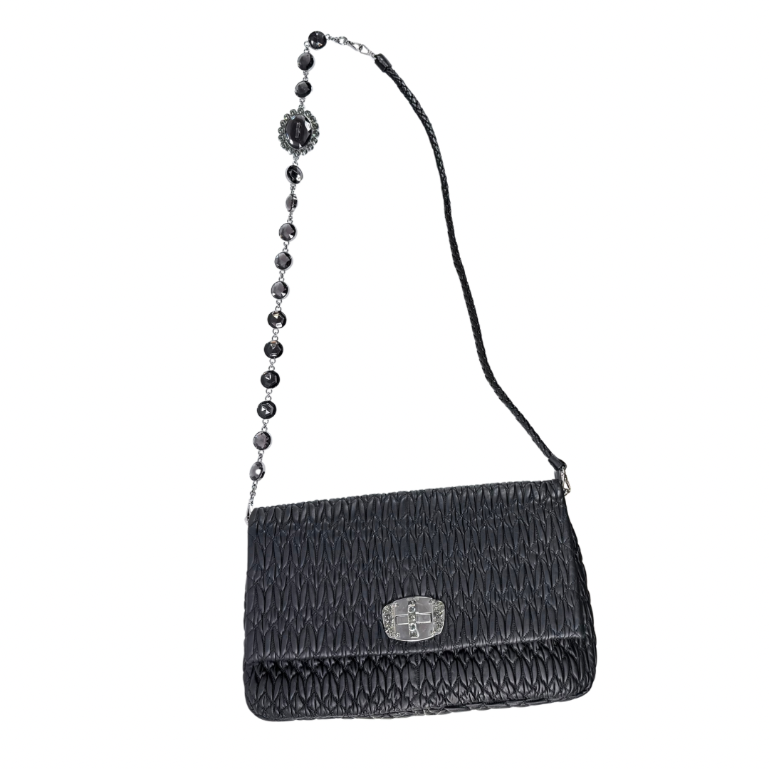 Miu Miu Quilted Nappa Leather Chain Shoulder Bag Black