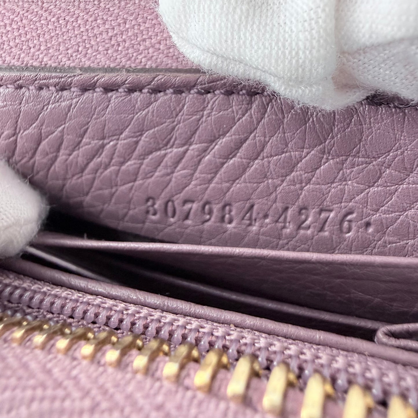 Gucci Purple Leather Bamboo Tassel Zip Around Wallet