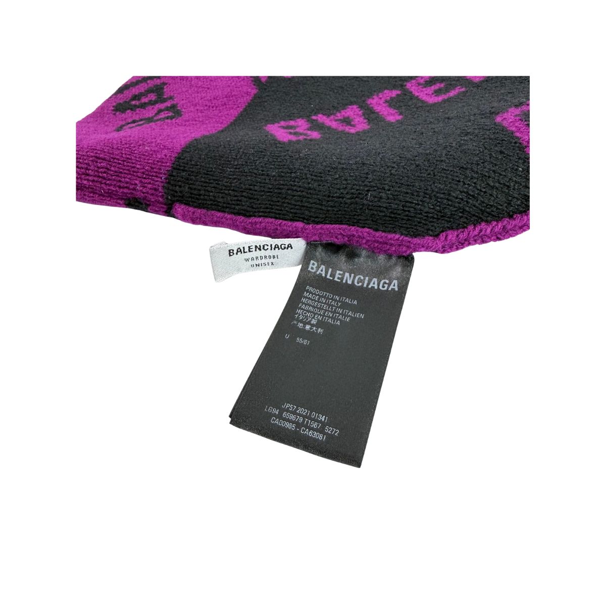 Balenciaga All Over Logo Knit Pink Black Beanie Hat