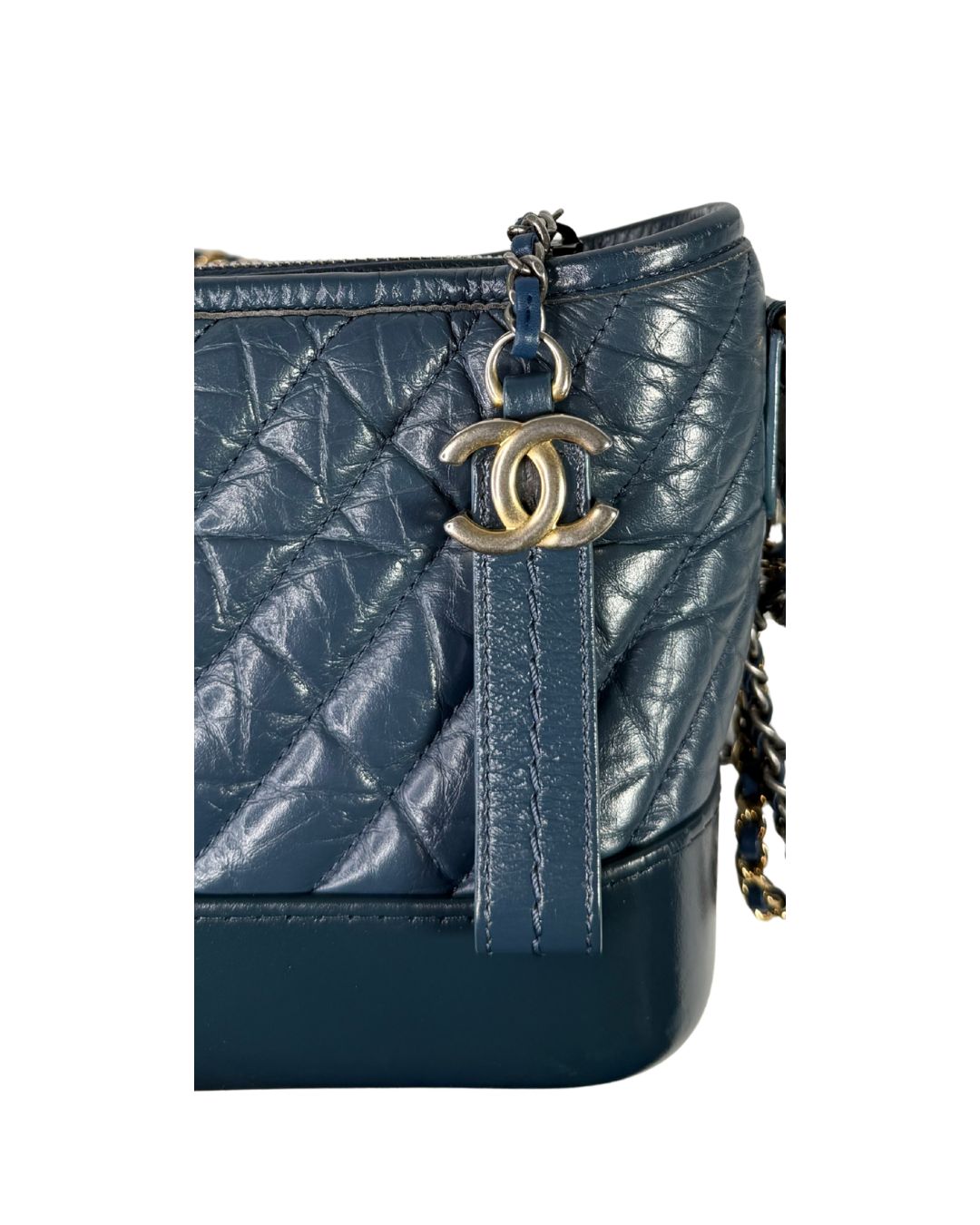 Chanel Gabrielle Small Blue Aged Calfskin Hobo Bag