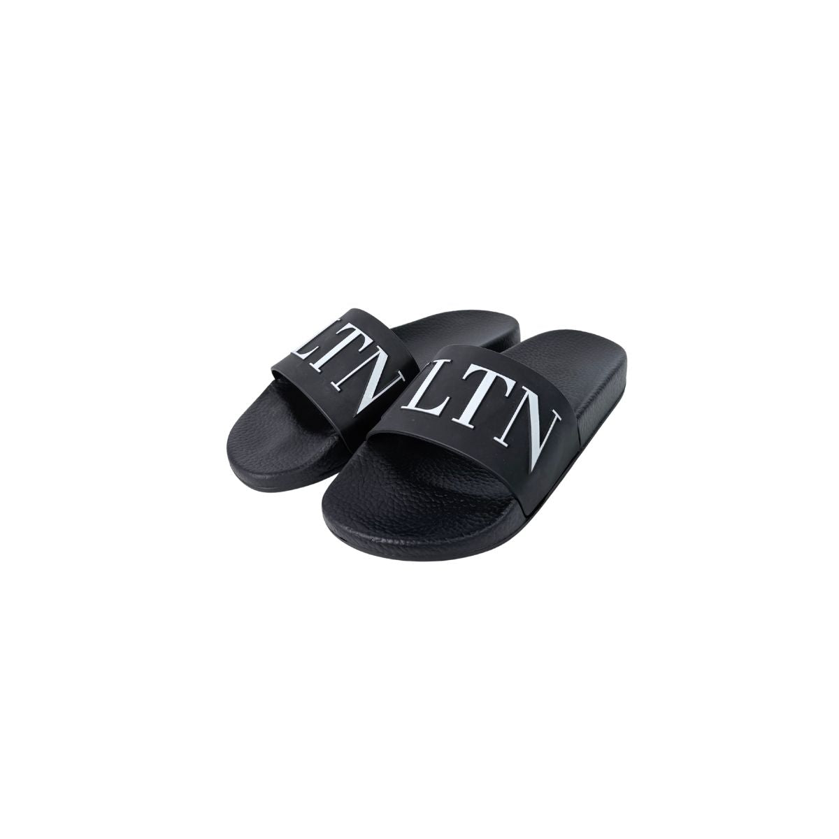 Valentino Garavani VLTN Logo Black Rubber Slide Sandals
