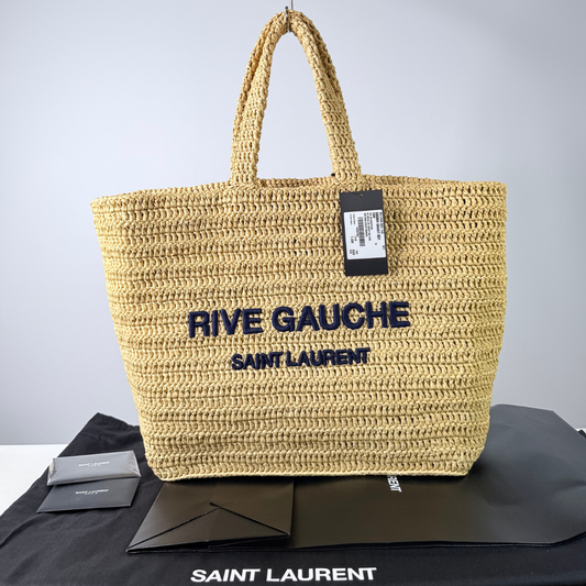 Saint Laurent Rive Gauche Raffia Tote Bag NWT