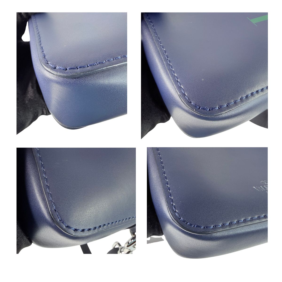 Valentino Garavani VLTN Logo Navy Leather Mini Crossbody Bag