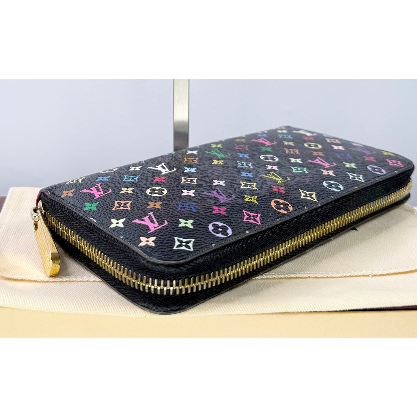 Louis Vuitton Monogram Black Multicolore Zippy Wallet