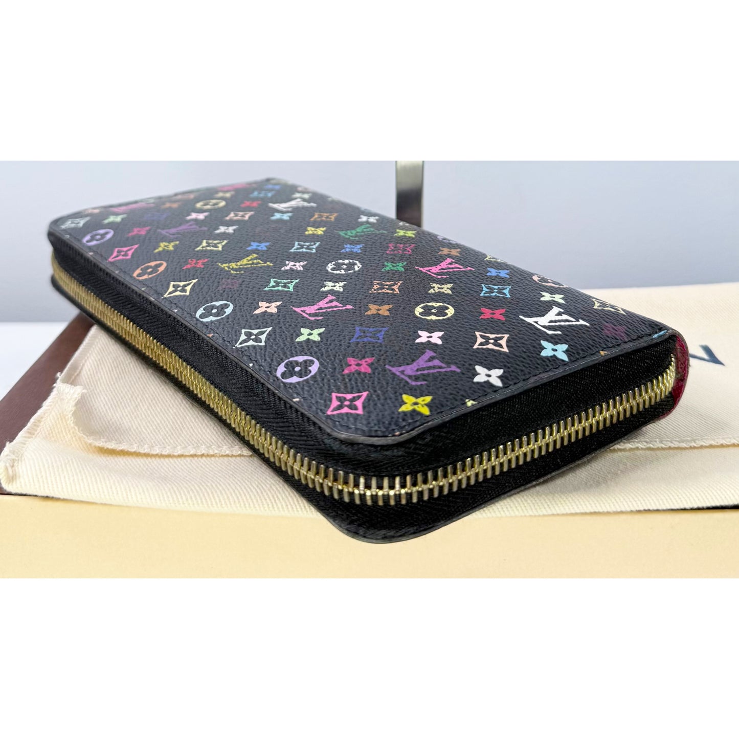 Louis Vuitton Monogram Black Multicolore Zippy Wallet