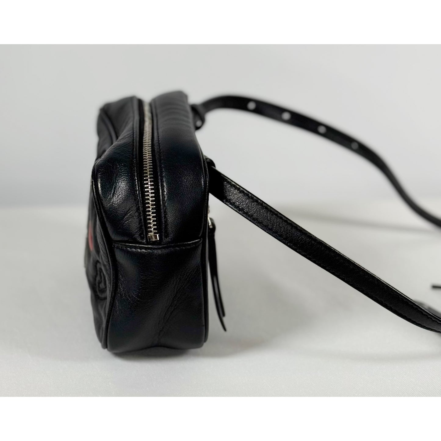 Yves Saint Laurent Black Leather Belt Bag Crossbody Bag, Rare and Hard to Find