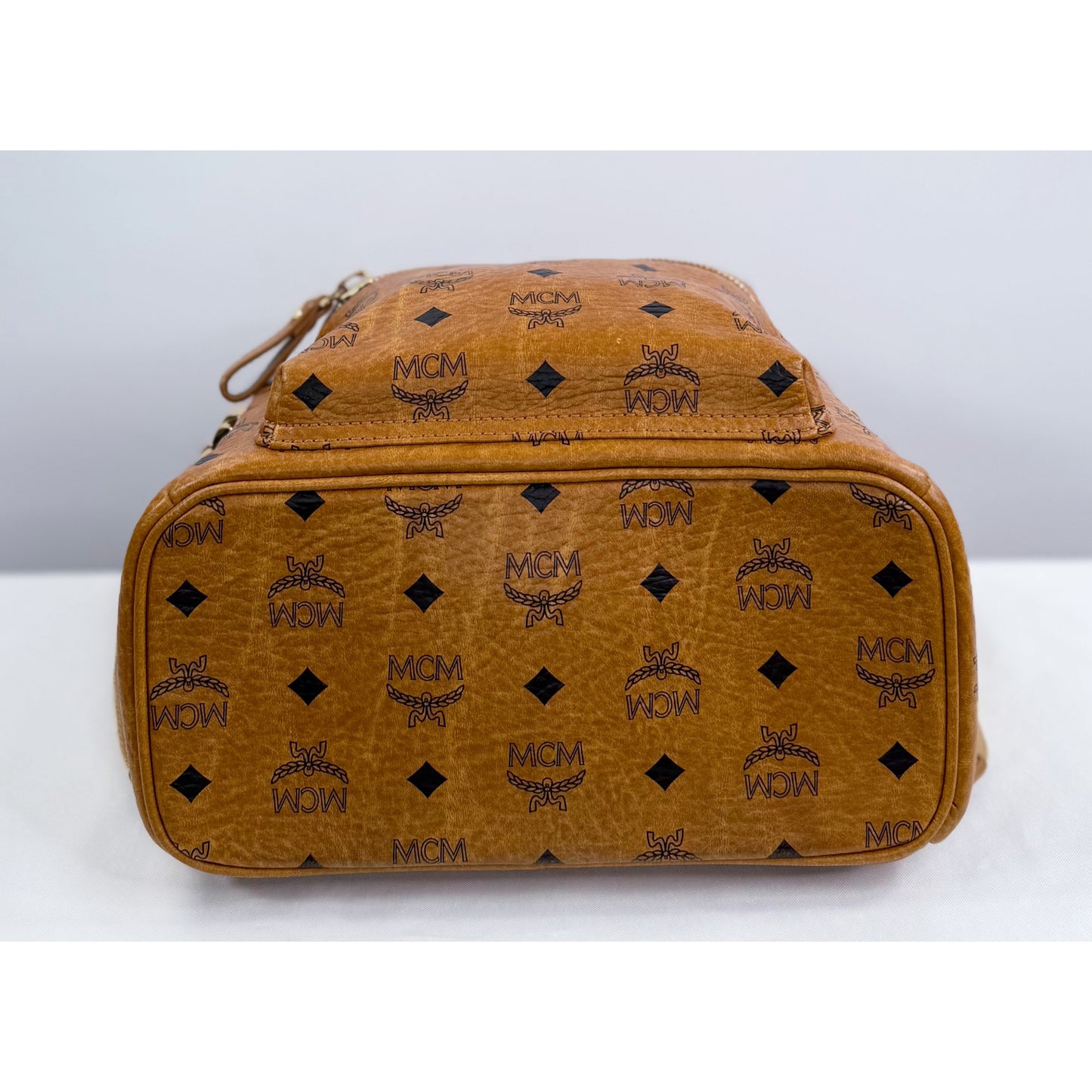 MCM Small Stark Side Studs Backpack in Visetos Cognac