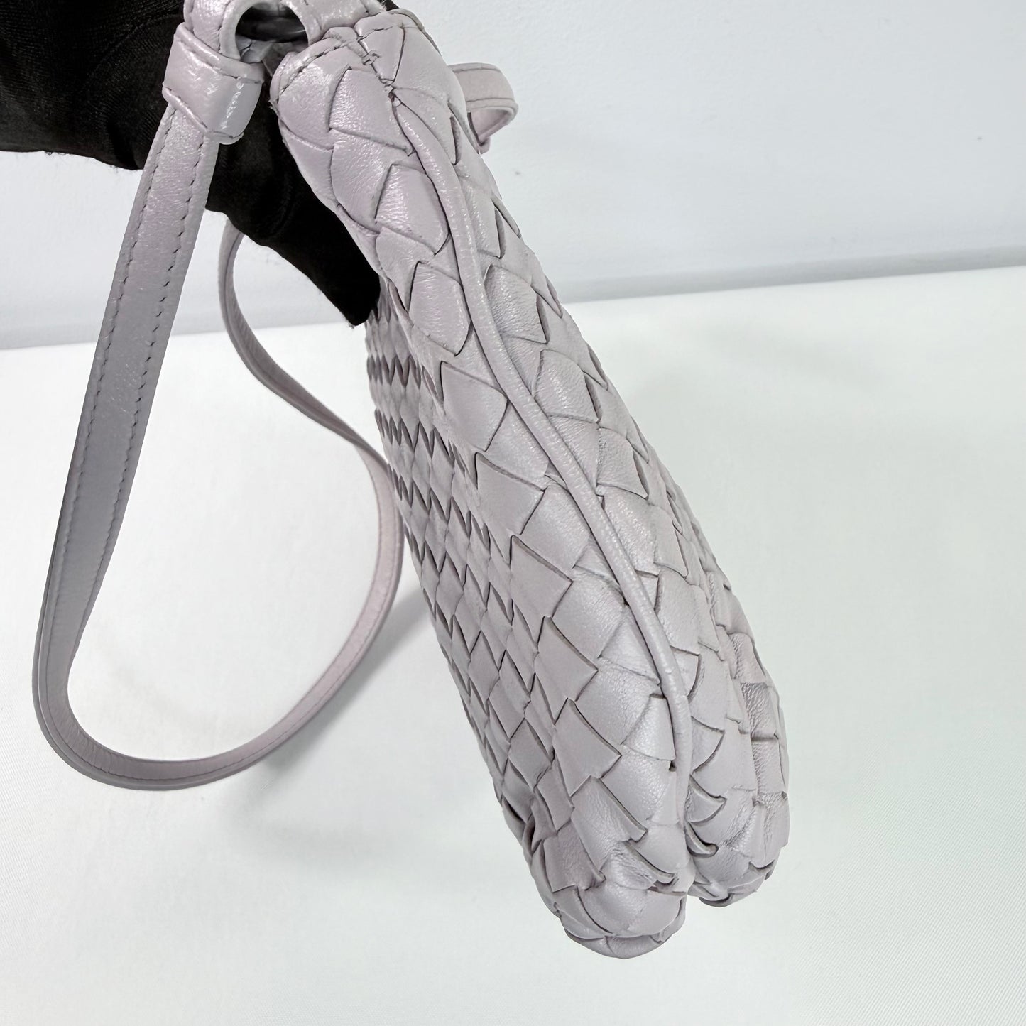 Bottega Veneta Intrecciato Light Lavender Leather Crossbody Bag