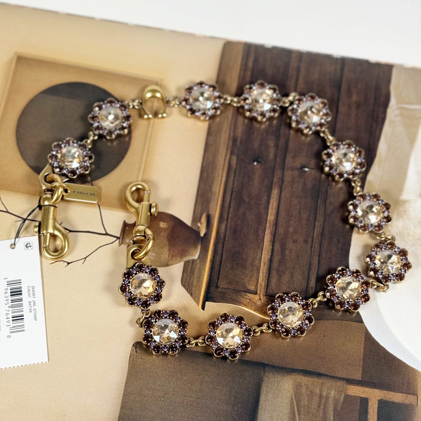 Coach Short Jewelry Chain Strap Brass/Yellow Multi CAU47 NWT