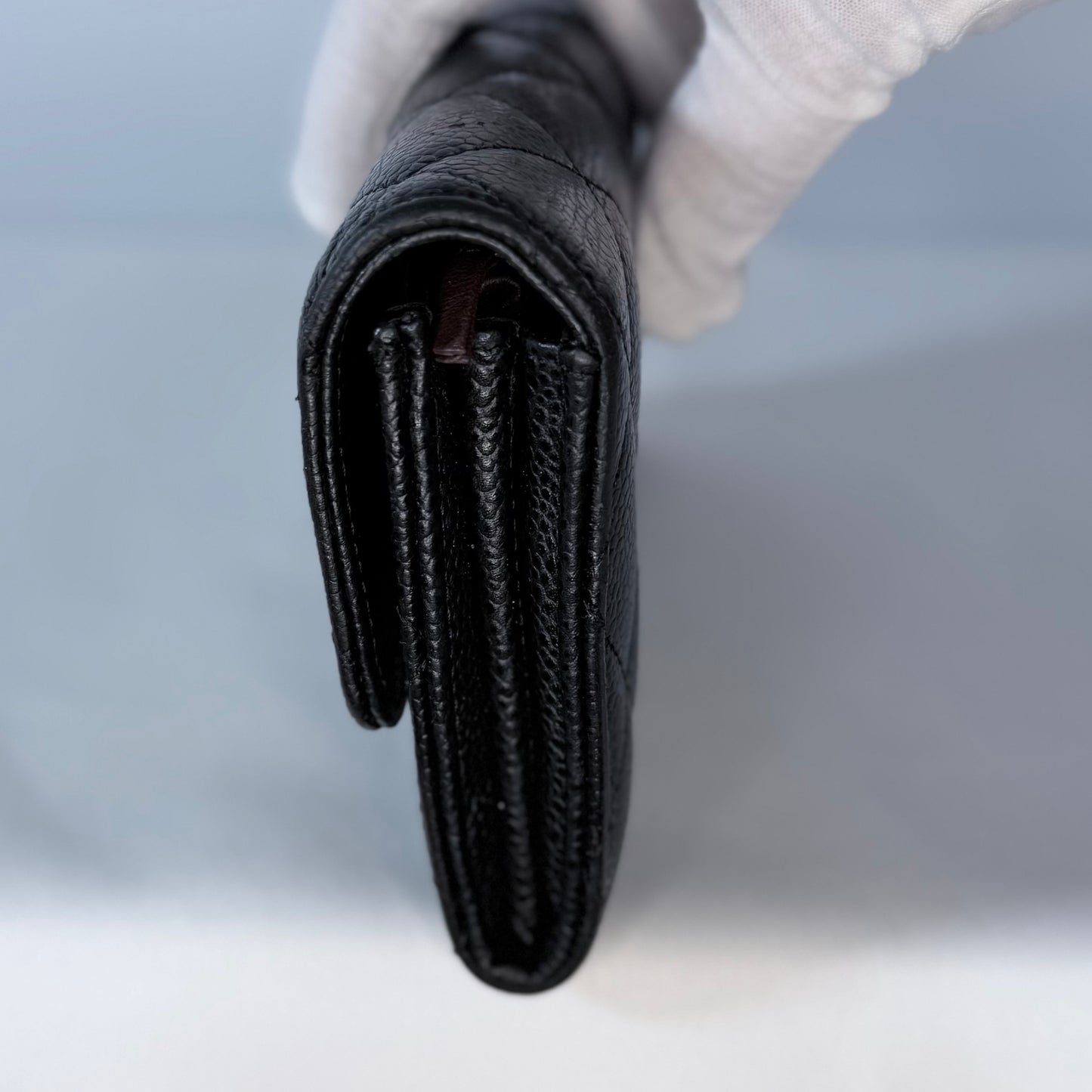 Chanel Classic Quilted Caviar Long Flap Wallet Gold CC Logo