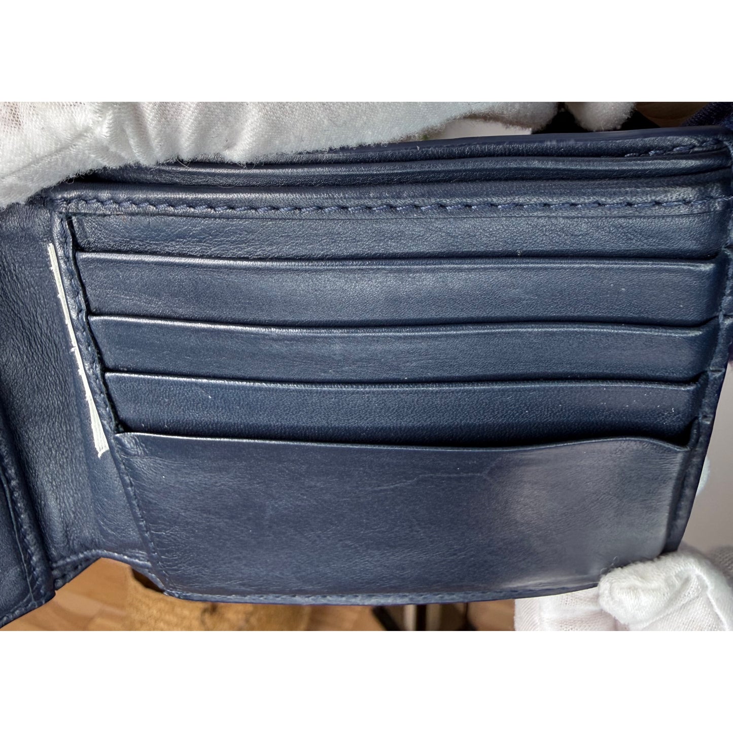 Bottega Veneta Intrecciato Wallet Bifold Leather Unisex Made in Italy Navy