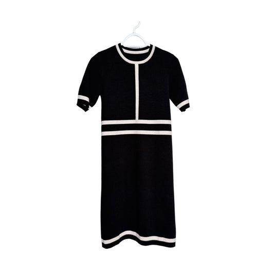 MaxMara Black & Cream Short Sleeve Knit Dress