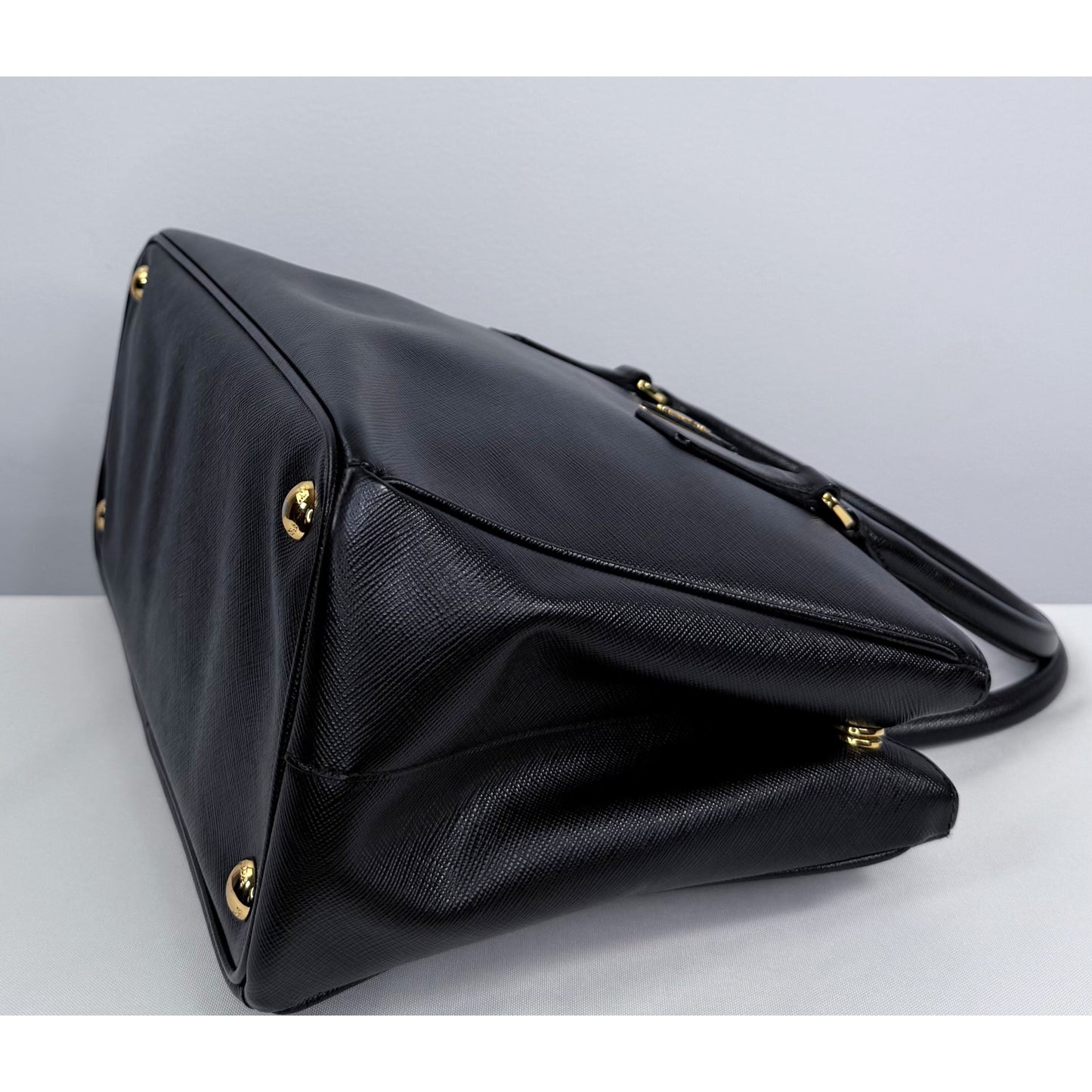 Prada Black Saffiano Leather Small Double Zip Galleria Tote w/ Strap