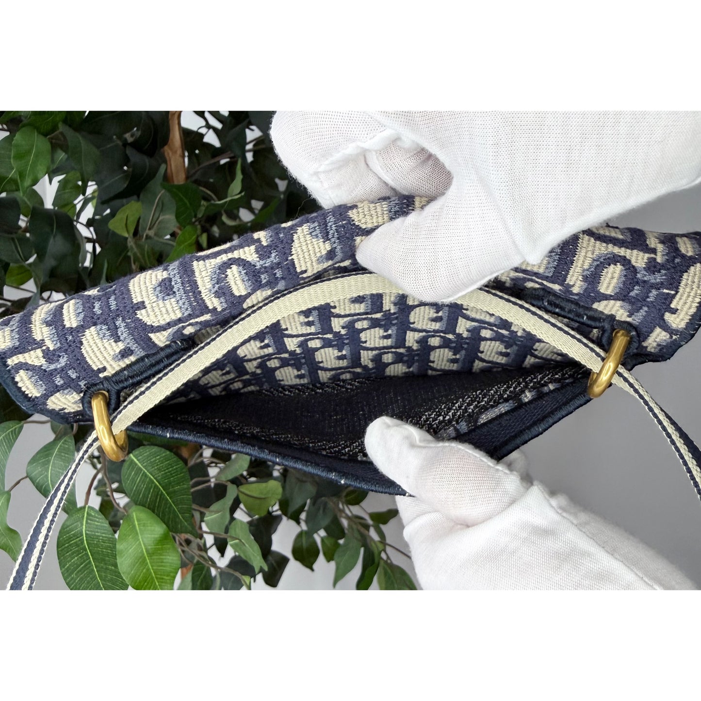Christian Dior Oblique Slim Saddle Belt Pouch w/ Dust Bag