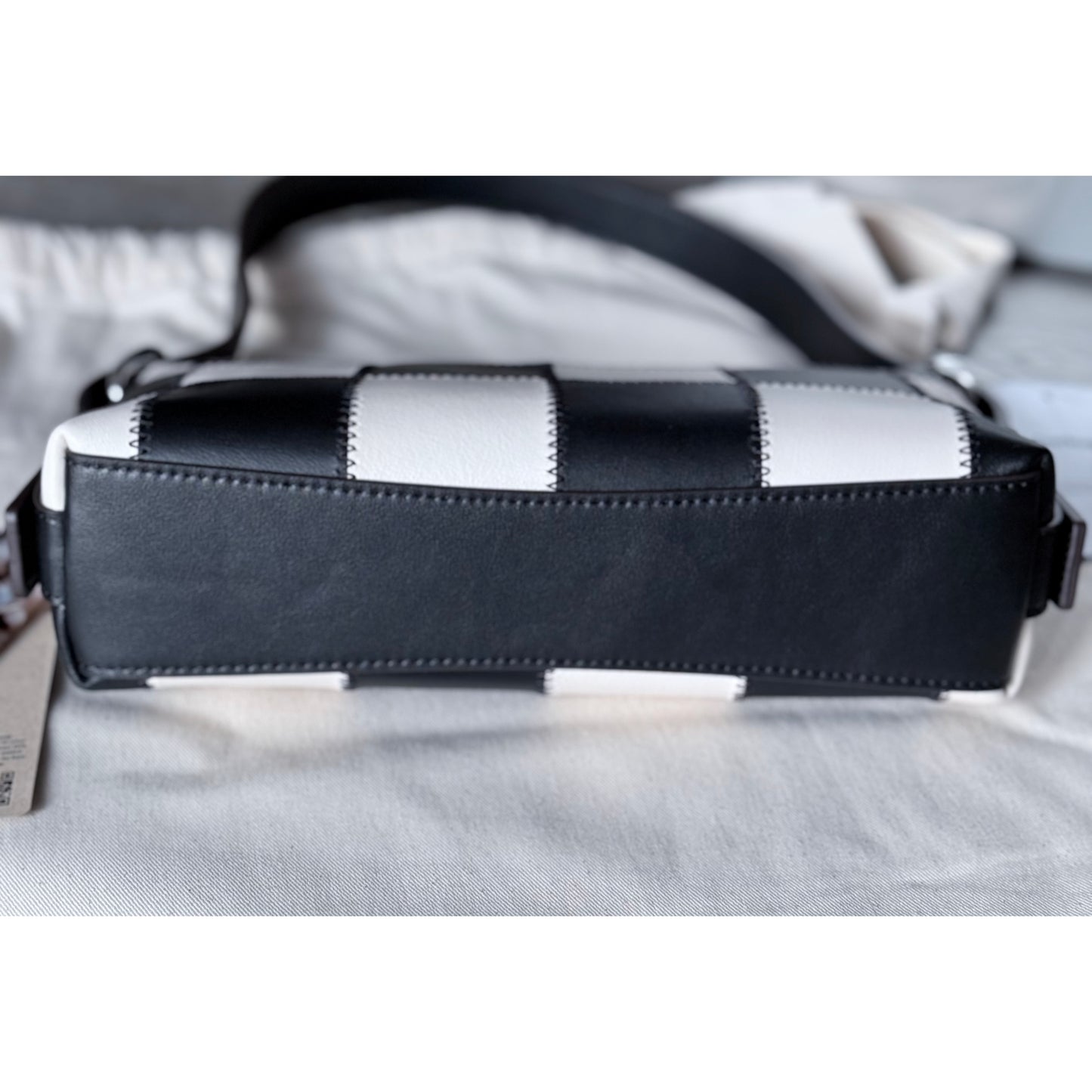 Coach SMALL Alter Ego Slouchy Checkerboard Black/White Shoulder Bag Coachtopia