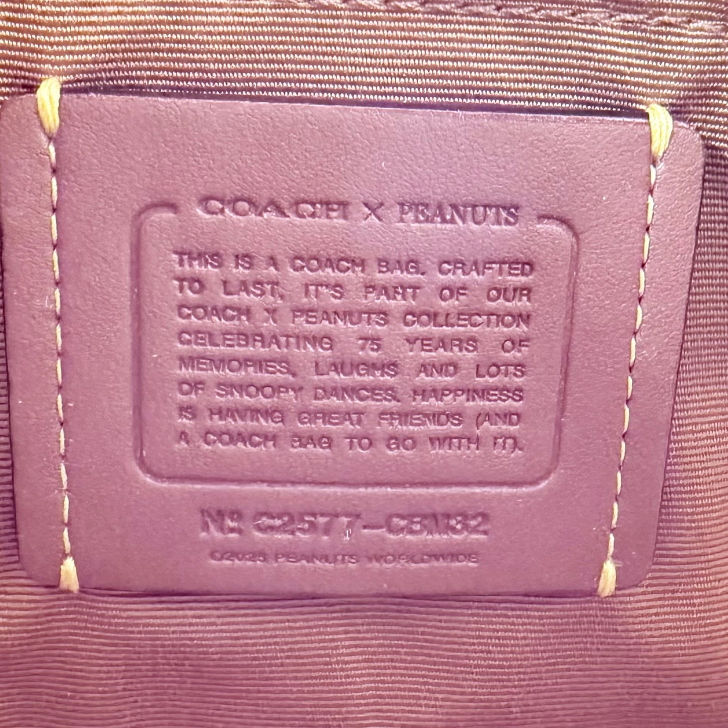 Coach X Peanuts Teri Shoulder Bag With Lucy CBM32 Leather/Bright Coral Multi NWT