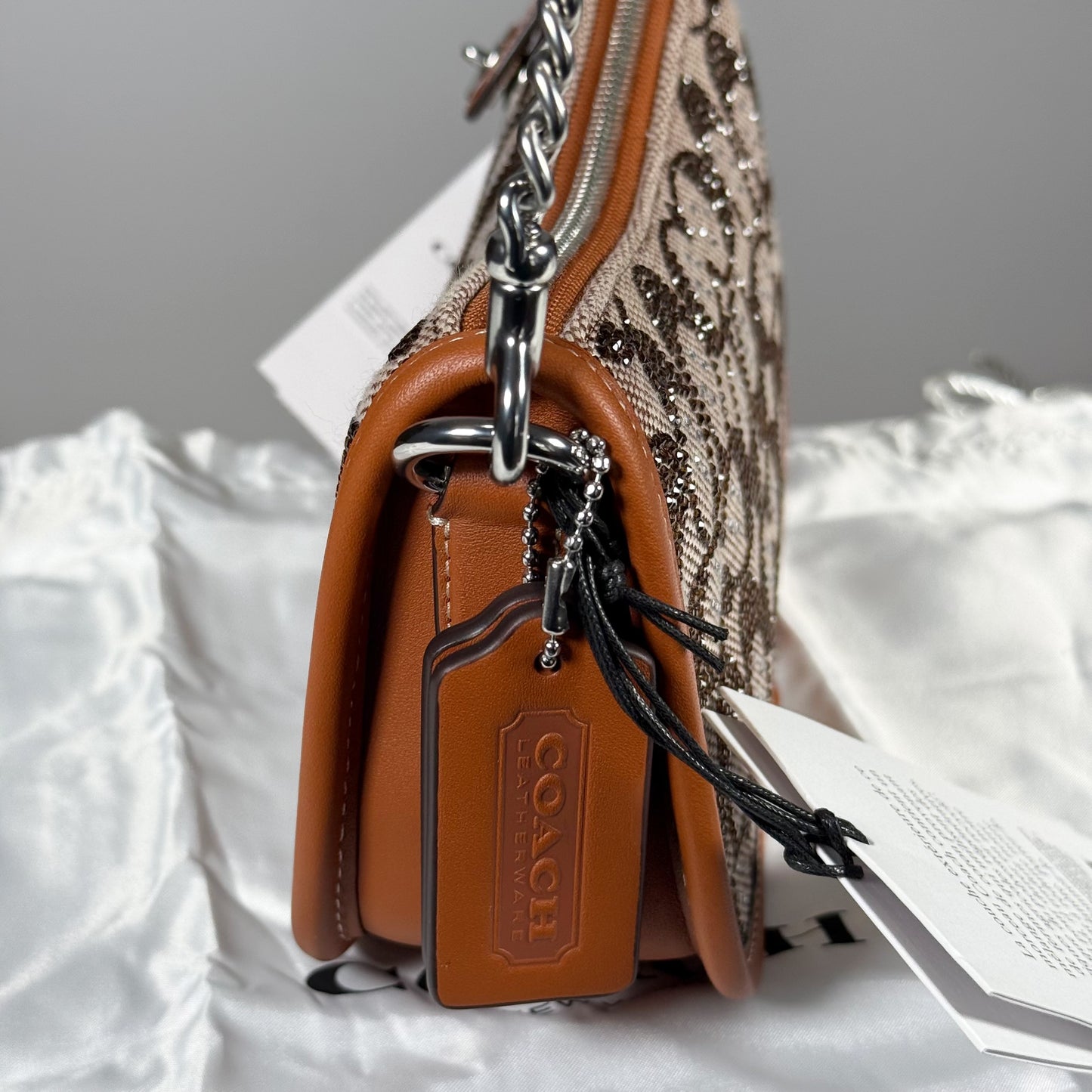 Coach Swinger 20 Crystal Bag In Burnished Amber Signature Jacquard CW568 NWT