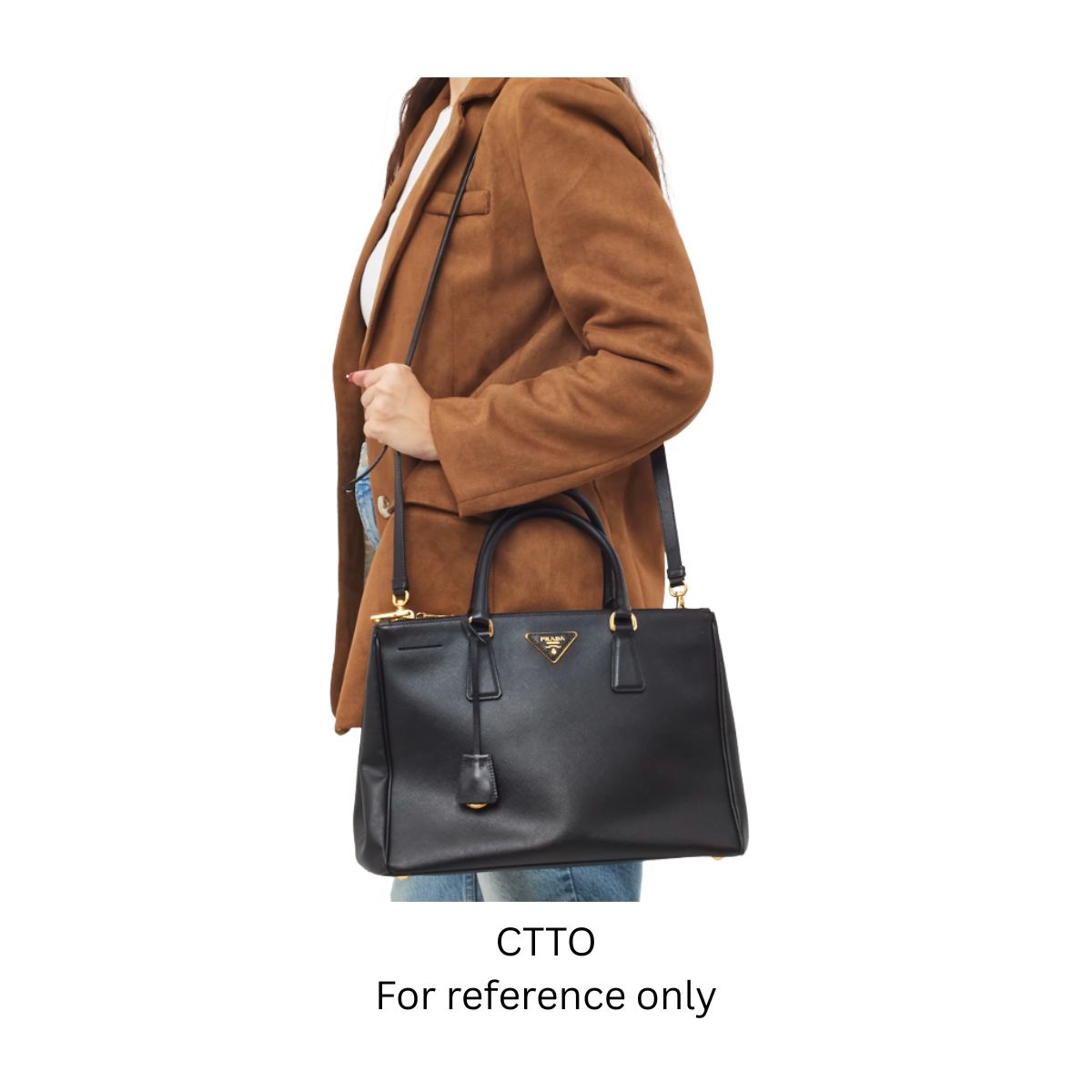 Prada Black Saffiano Leather Small Double Zip Galleria Tote w/ Strap