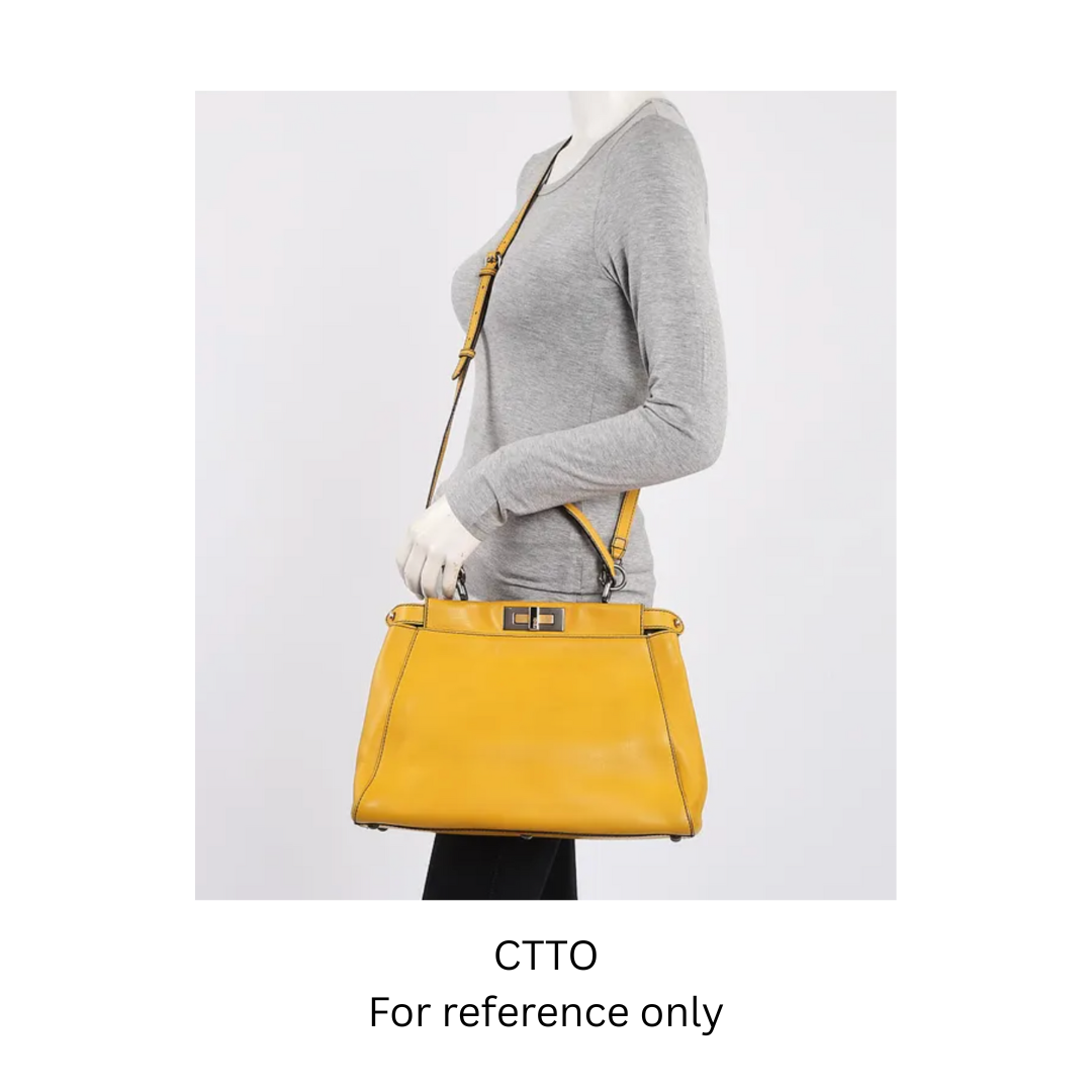 Fendi Peekaboo Yellow Leather Medium Satchel Bag