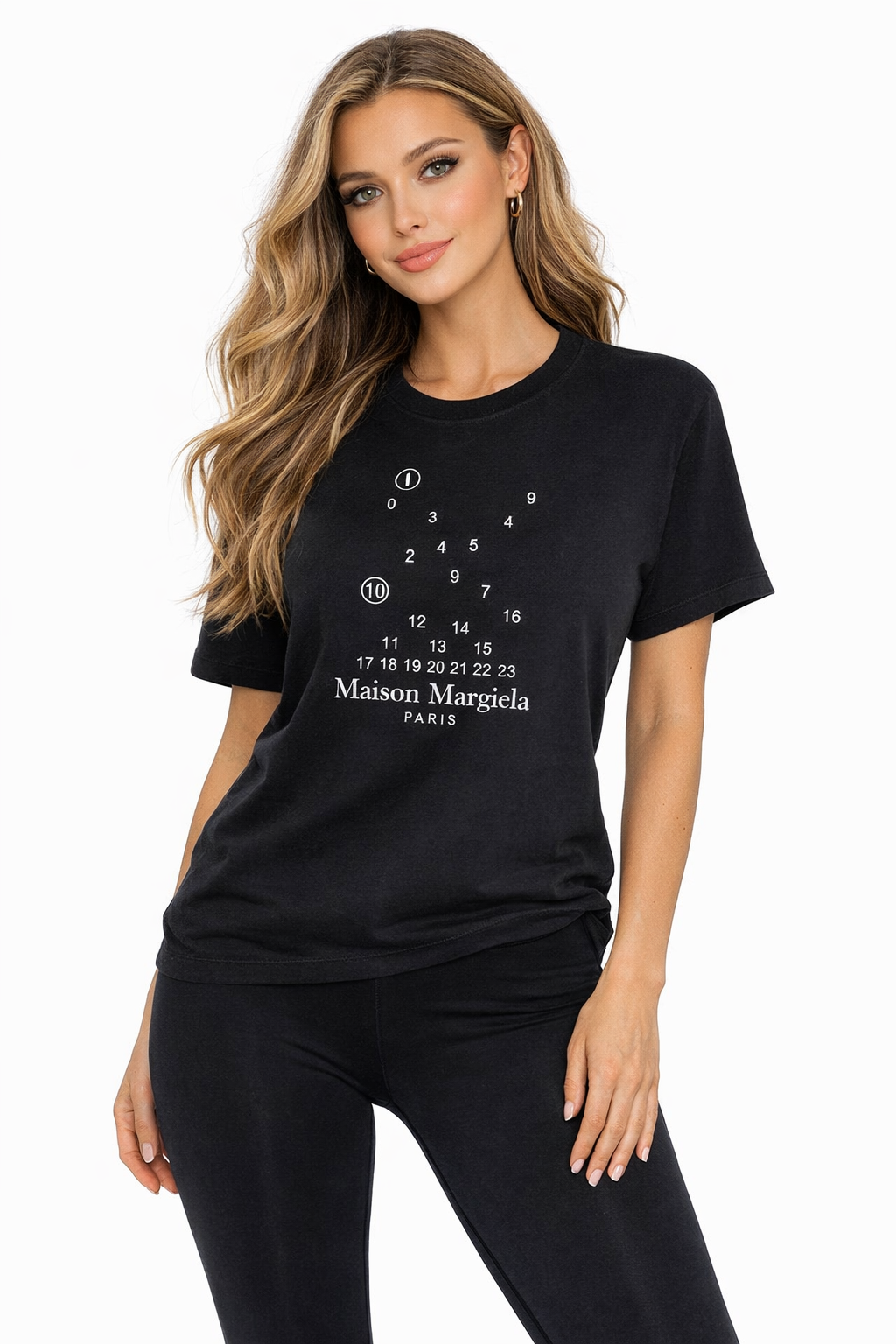 Maison Margiela Number Logo Black Cotton T-Shirt