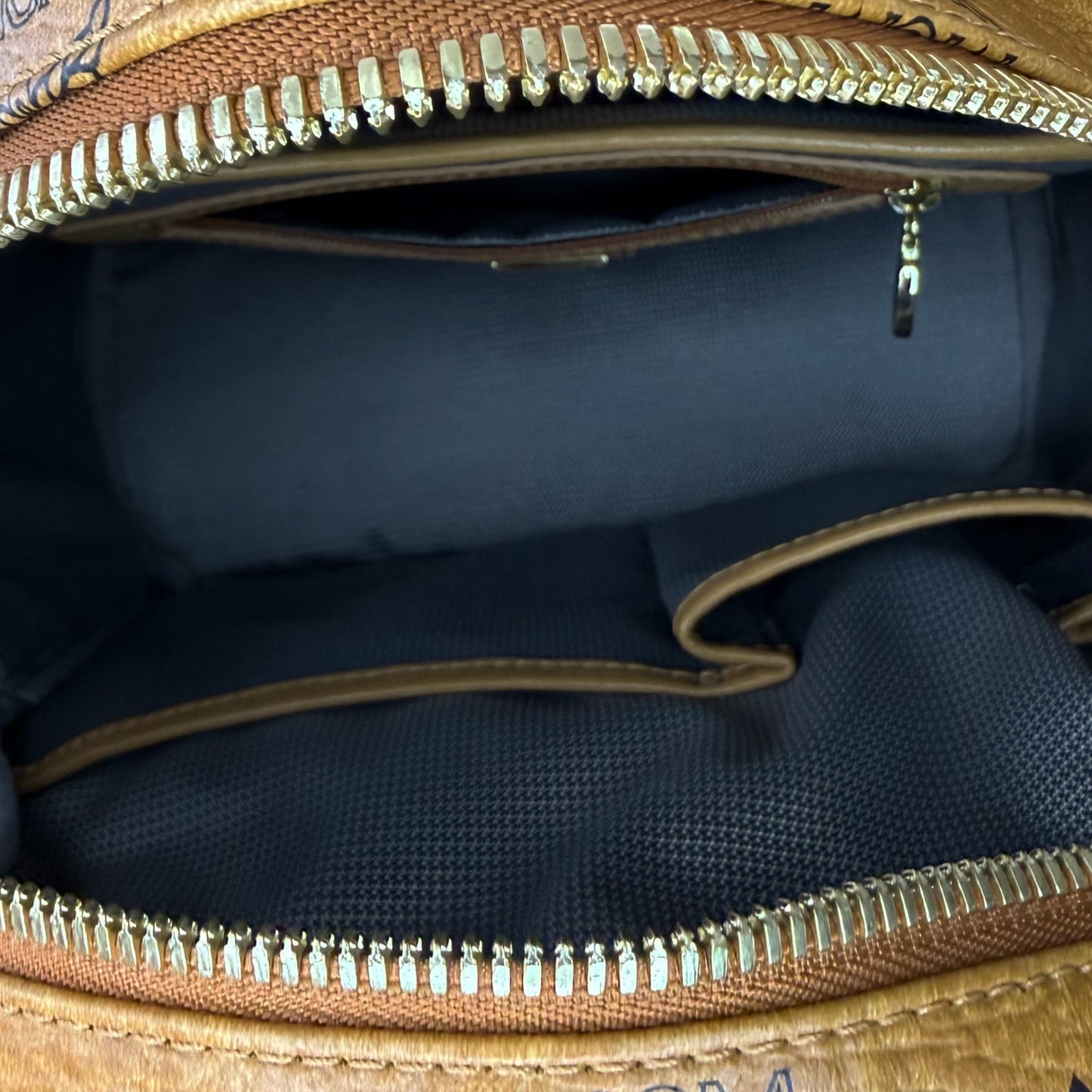 MCM Small Stark Side Studs Backpack in Visetos Cognac