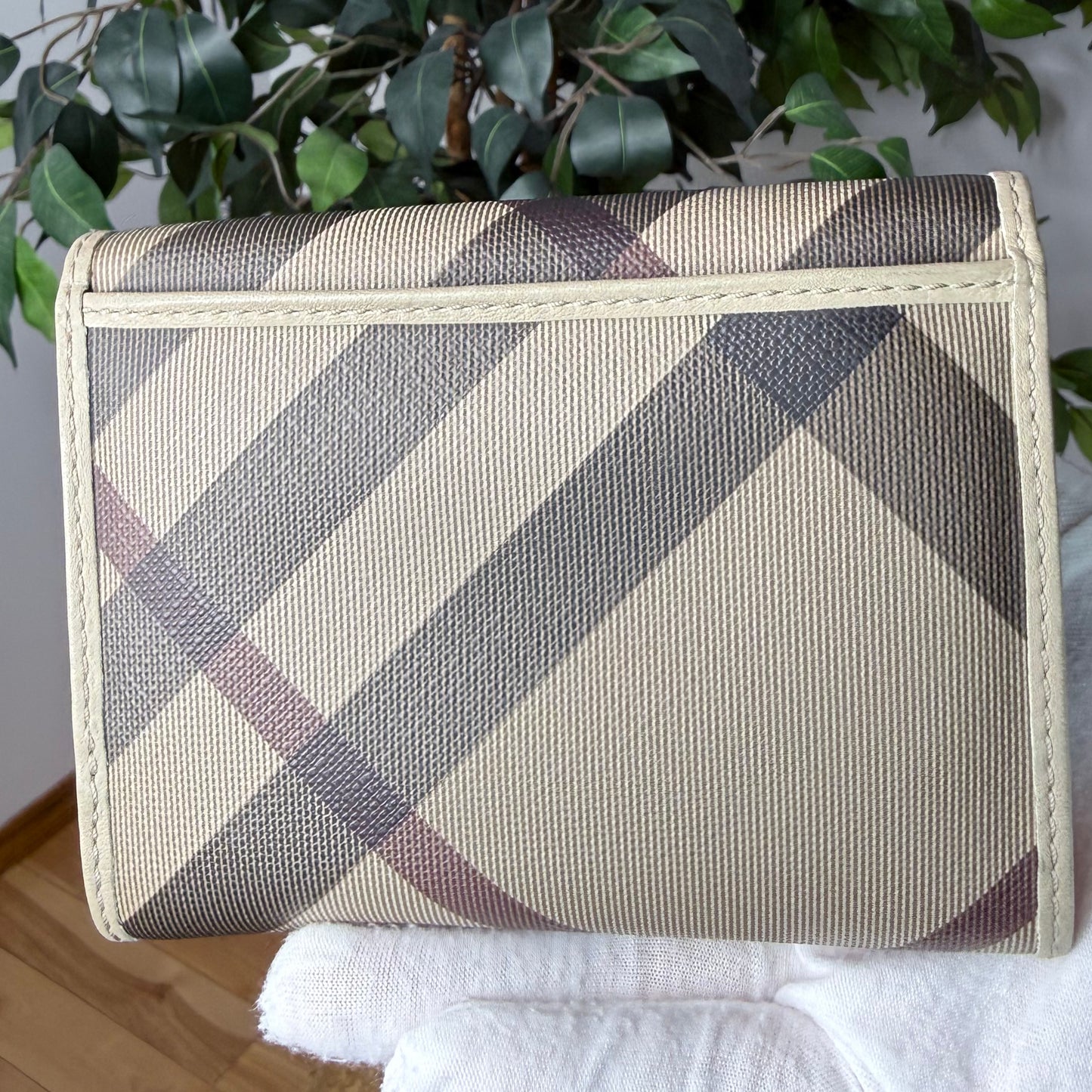 Burberry Smoke House Check Canvas Compact Wallet
