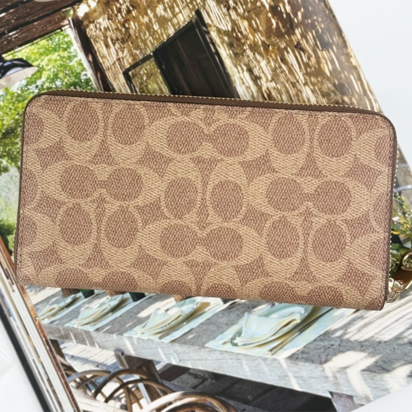 Coach X CBM91 Peanuts Long Zip Around Wallet In Signature Canvas With Patches