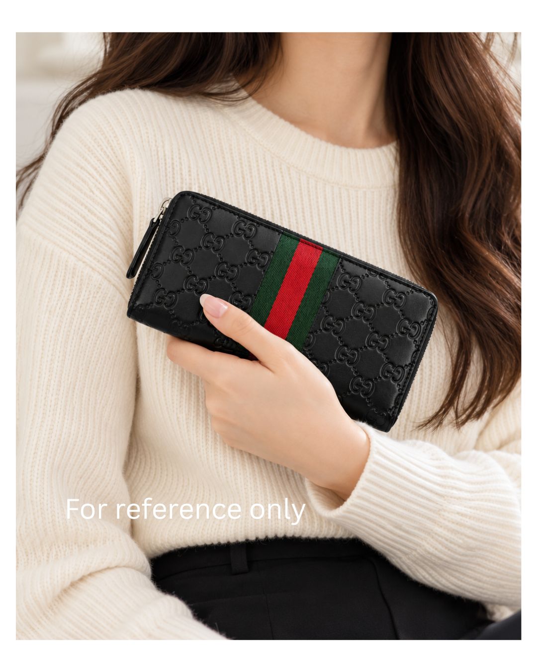 Gucci Web Guccissima Black Leather Zip Around Wallet