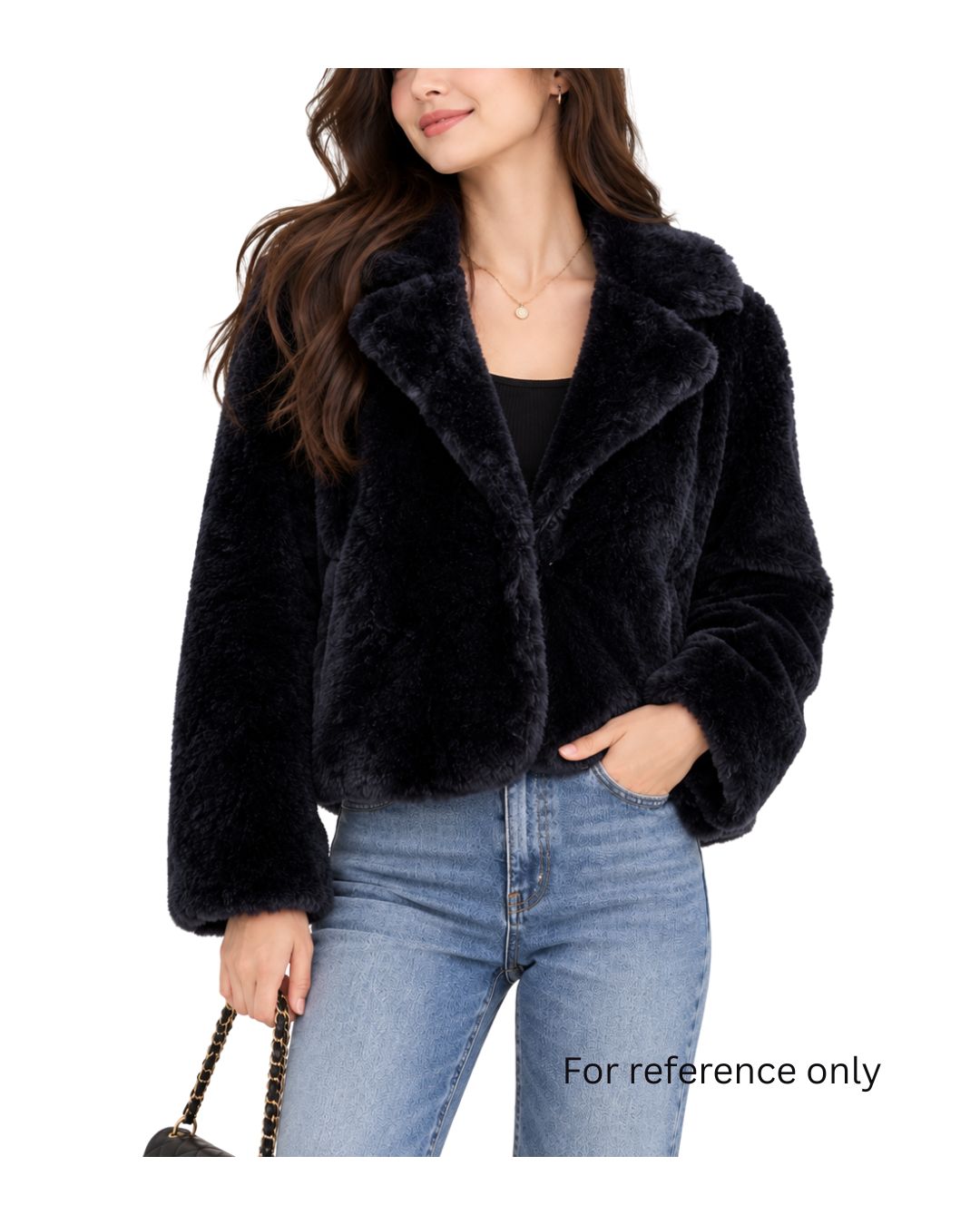 REISS Luxe Faux Fur Black Jacket