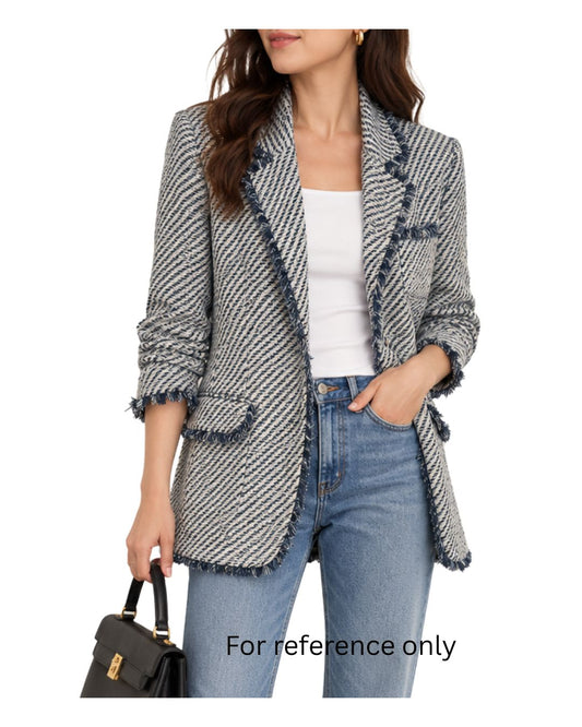Cinq à Sept Noemie Khloe Bouclé Blazer in Navy Multi Size 6