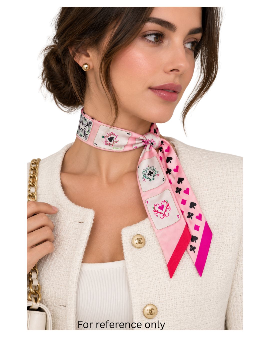 Hermès Jeux de Cartes Pink Silk Twilly Scarf