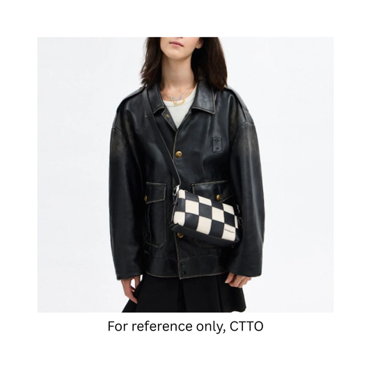 Coach SMALL Alter Ego Slouchy Checkerboard Black/White Shoulder Bag Coachtopia