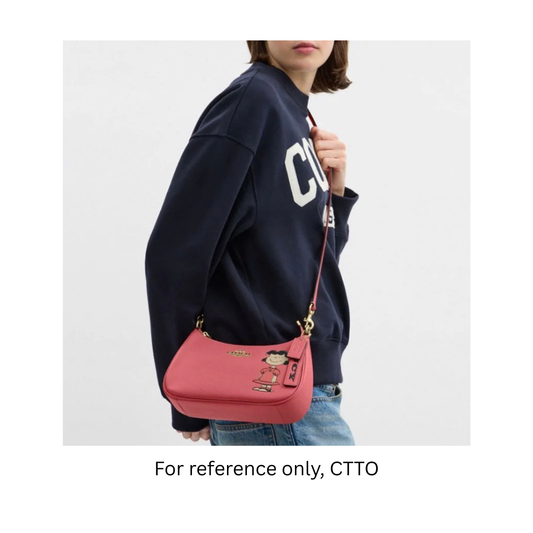 Coach X Peanuts Teri Shoulder Bag With Lucy CBM32 Leather/Bright Coral Multi NWT