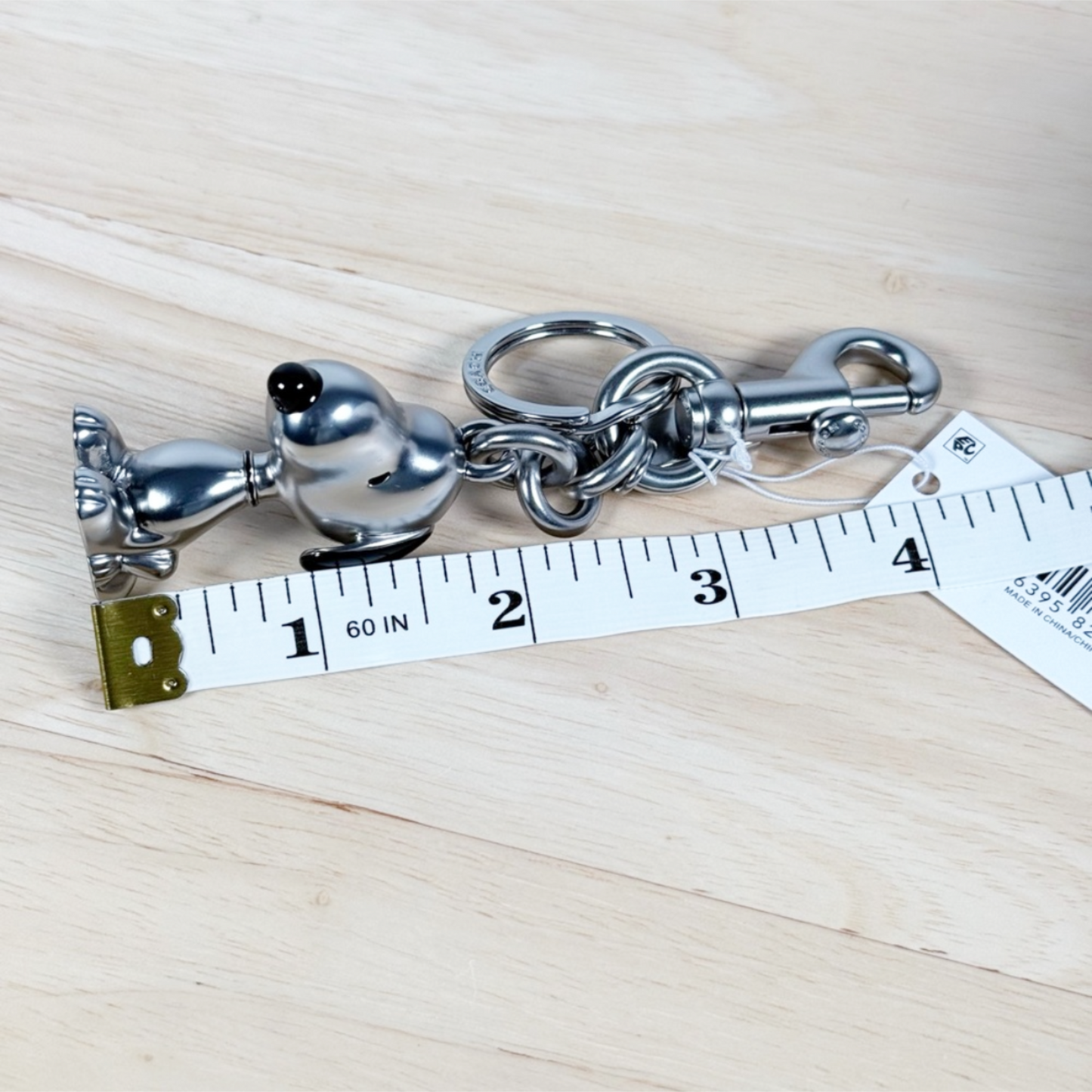 Coach X Peanuts Snoopy Bag Charm In Silver CBH28 NWT