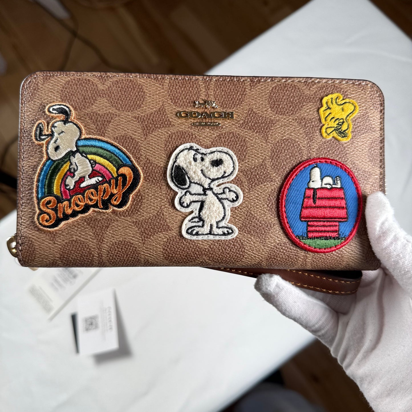 Coach X CBM91 Peanuts Long Zip Around Wallet In Signature Canvas With Patches