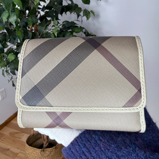 Burberry Smoke House Check Canvas Compact Wallet