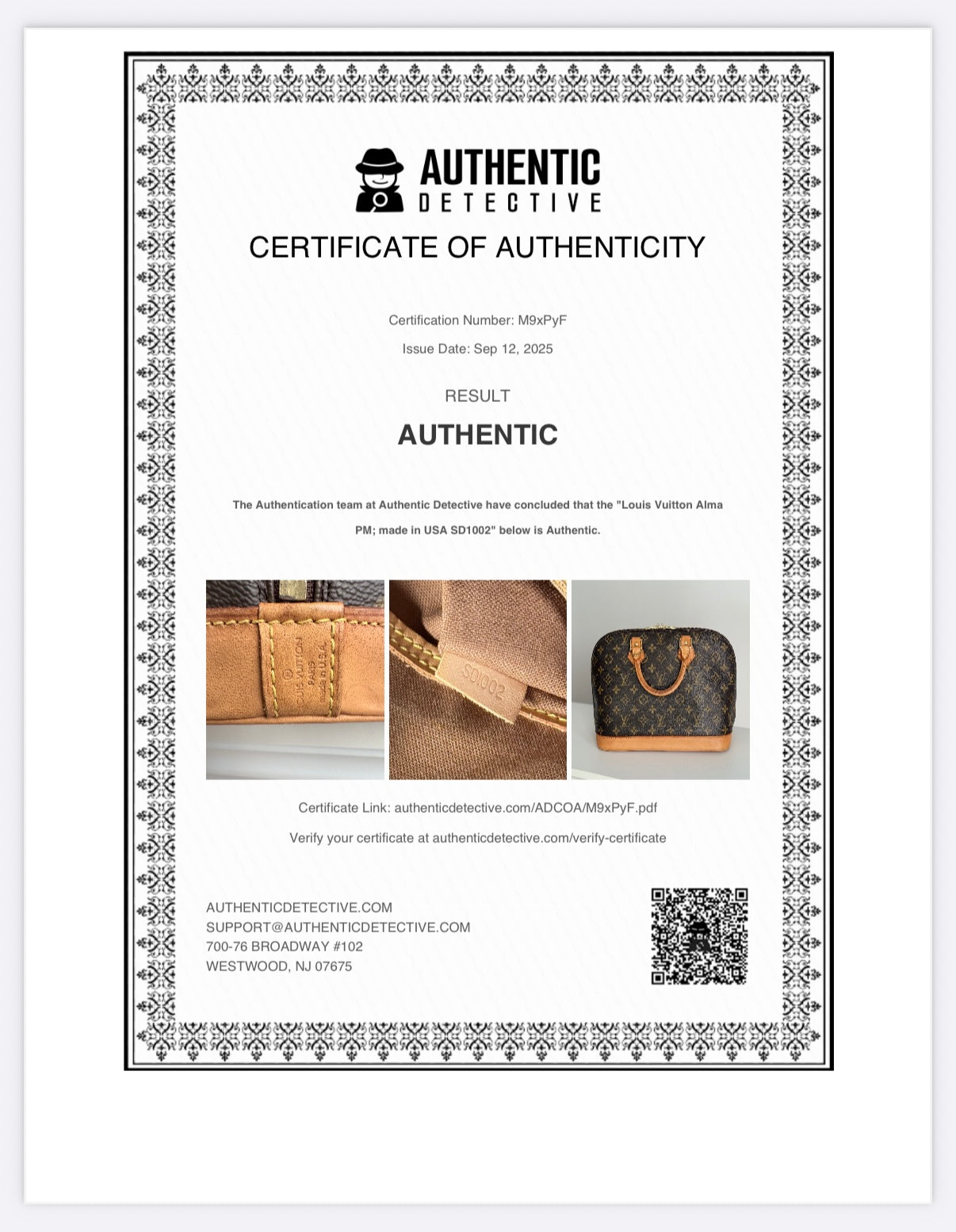 Louis Vuitton Alma PM Monogram Canvas Leather Handbag