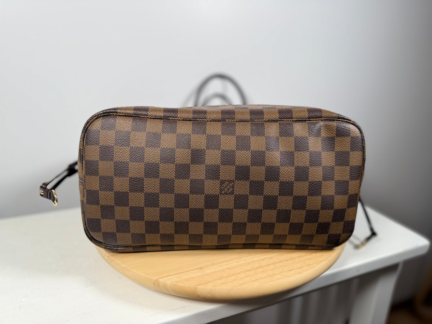 Louis Vuitton Neverfull MM Damier Ebene Canvas Cherry Red Lining Tote Bag