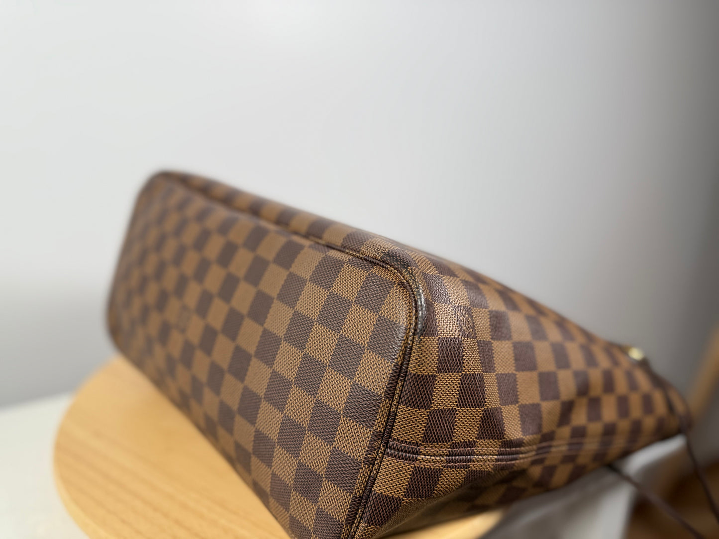 Louis Vuitton Neverfull MM Damier Ebene Canvas Cherry Red Lining Tote Bag