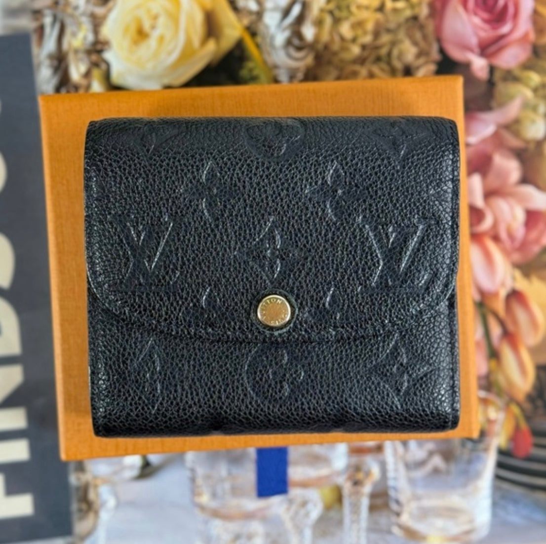 Louis Vuitton Monogram Empreinte Arianne Leather Trifold Wallet Black