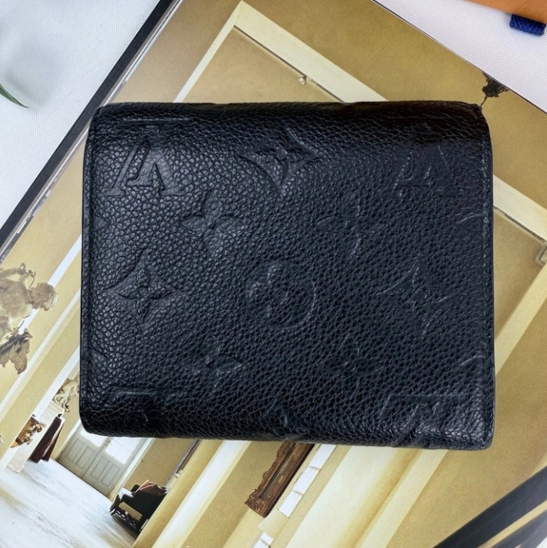 Louis Vuitton Monogram Empreinte Arianne Leather Trifold Wallet Black