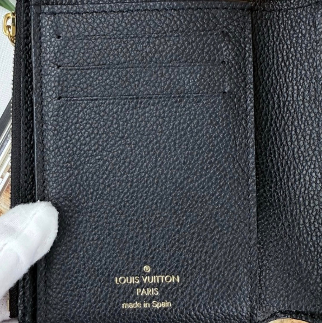 Louis Vuitton Monogram Empreinte Arianne Leather Trifold Wallet Black