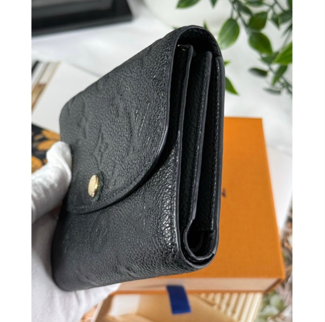 Louis Vuitton Monogram Empreinte Arianne Leather Trifold Wallet Black