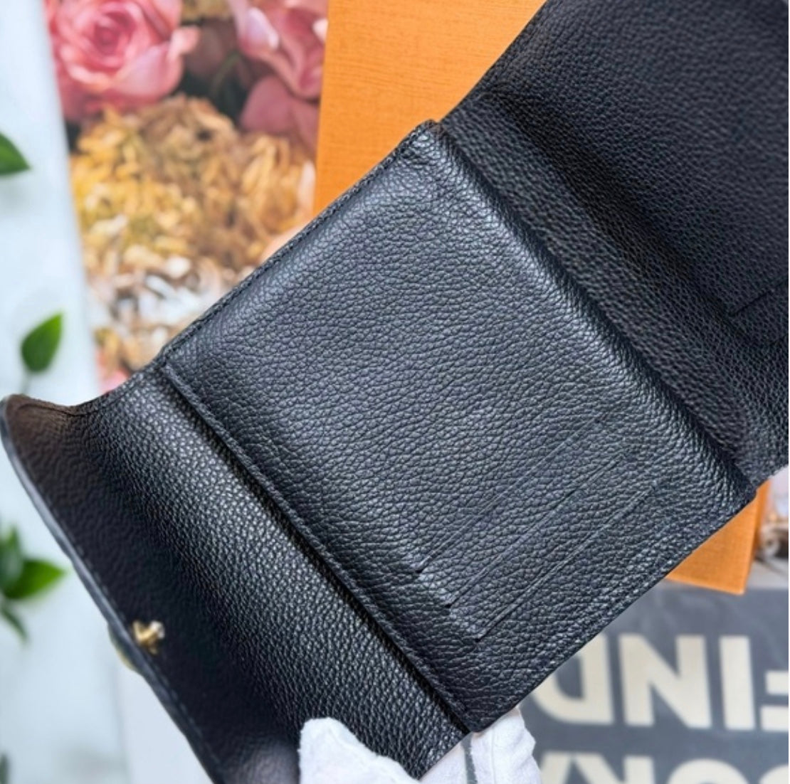 Louis Vuitton Monogram Empreinte Arianne Leather Trifold Wallet Black