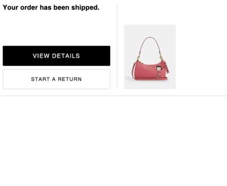 Coach X Peanuts Teri Shoulder Bag With Lucy CBM32 Leather/Bright Coral Multi NWT