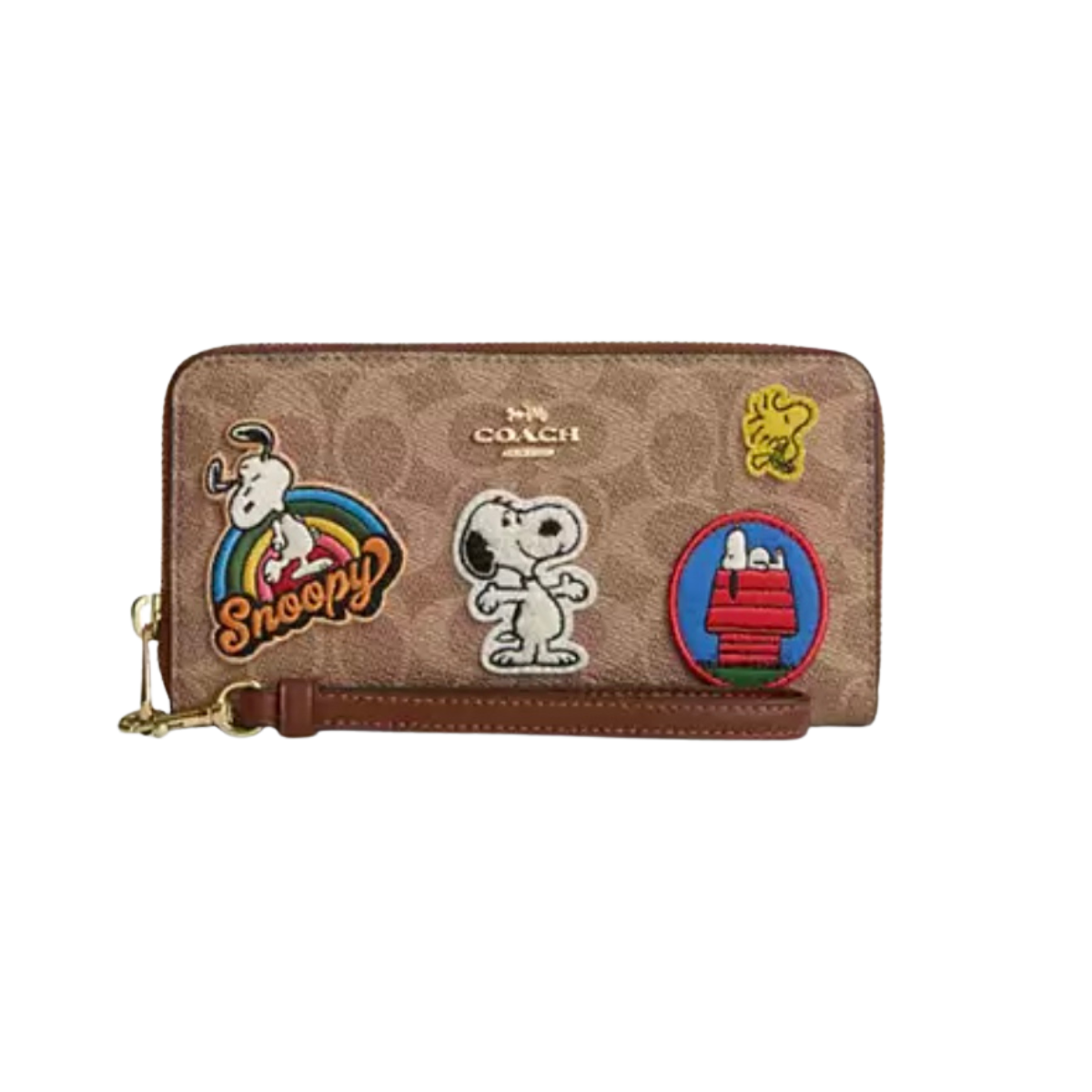 Coach X CBM91 Peanuts Long Zip Around Wallet In Signature Canvas With Patches