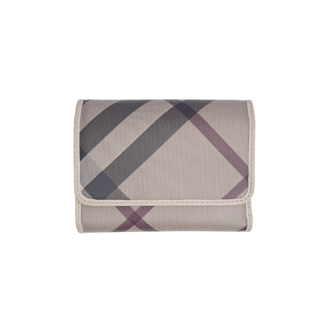Burberry Smoke House Check Canvas Compact Wallet