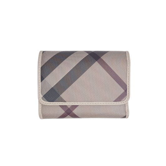 Burberry Smoke House Check Canvas Compact Wallet